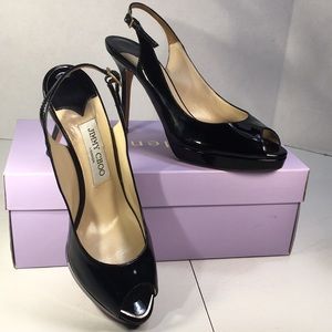 Jimmy Choo Patent Leather Open Toe Pumps Women’s 36.5/6.5